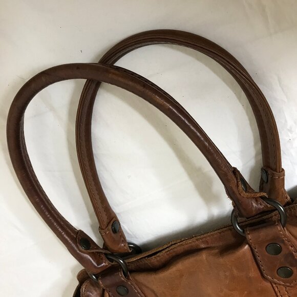 Frye Saddle Brown Natural Leather 12.5" x 10.5" Shoulder Satchel Hand Bag - Picture 16 of 16